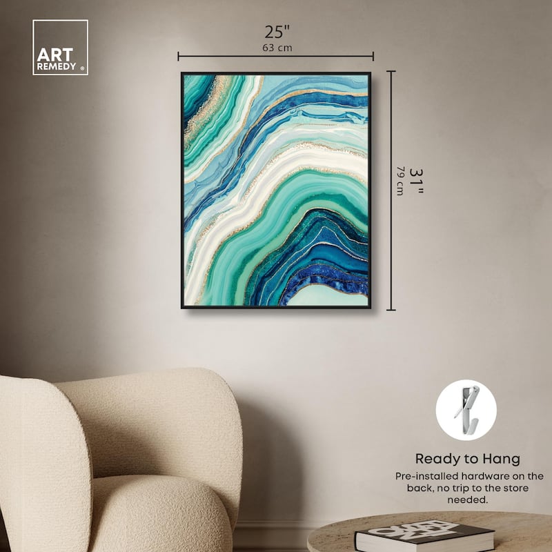 Blue Green Abstract Agate I Canvas by Art Remedy
