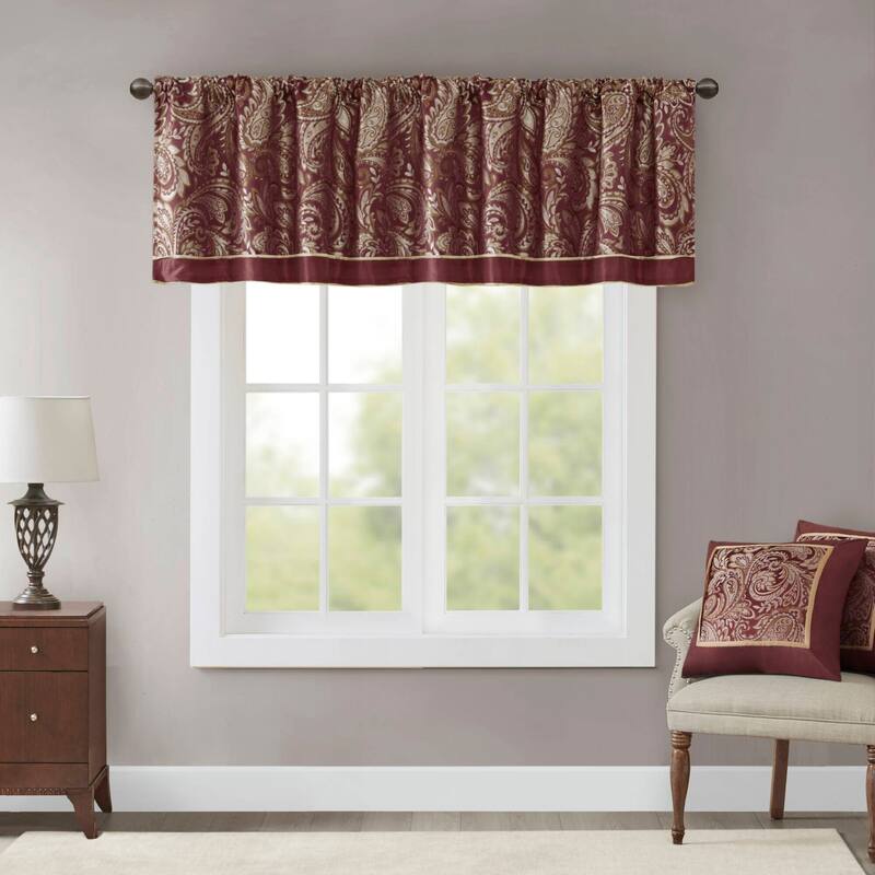 Madison Park Whitman Jacquard Valance - 50 x 18 - Burgundy