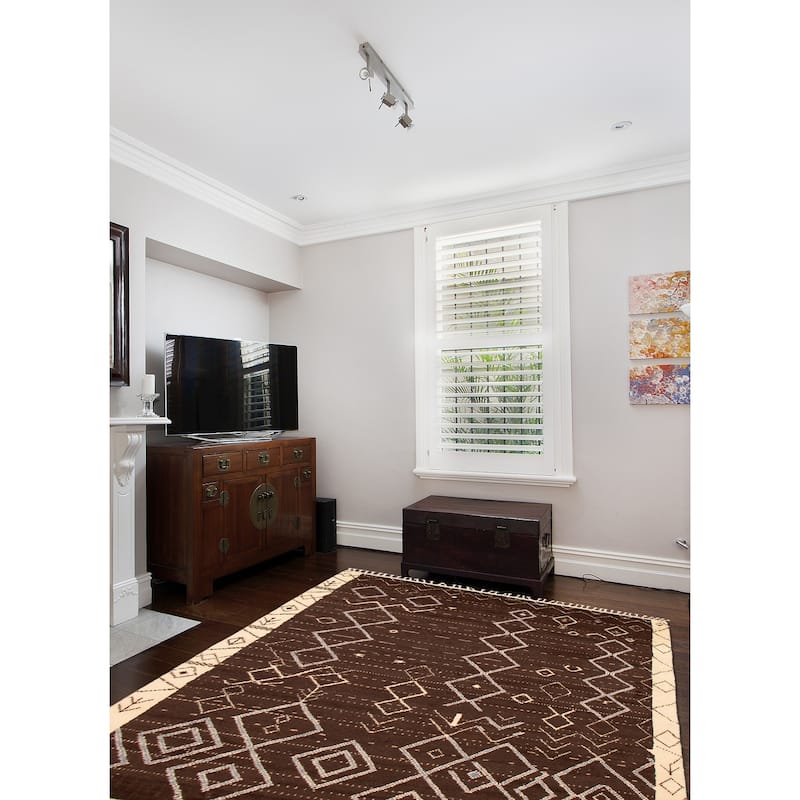 ECARPETGALLERY Hand-knotted Pak Finest Marrakesh Brown Wool Rug - 8'0 x 10'8