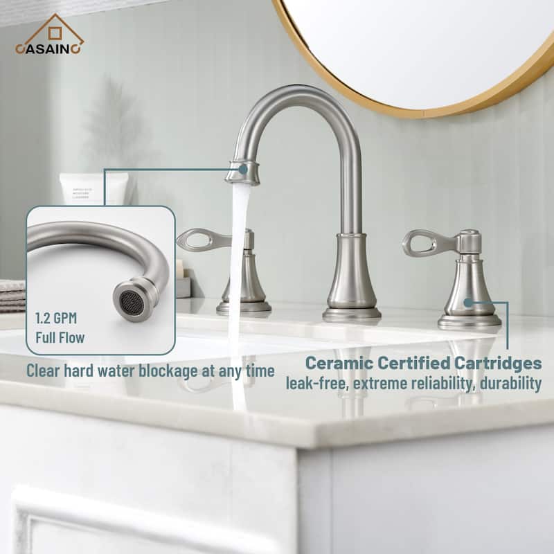 8 in. Widespread Double Handle Bathroom Faucet with Drain Kit Included