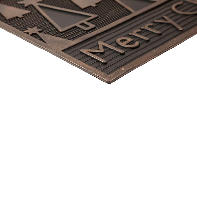 Black and Gold Merry Christmas Doormat 18" x 30"