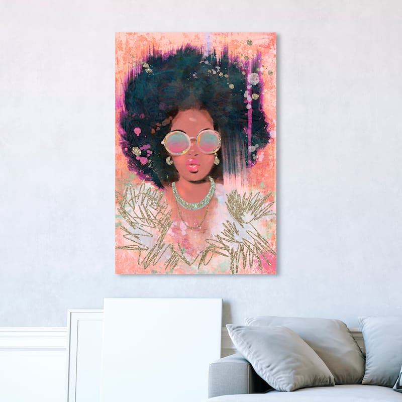 Wynwood Studio Fashion and Glam She's The One Brown and Metallic Gold Glam Wall Art Canvas Print - 45 x 30