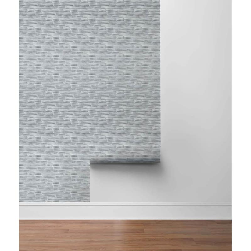 NextWall Brushed Metal Tile Peel and Stick Removable Wallpaper