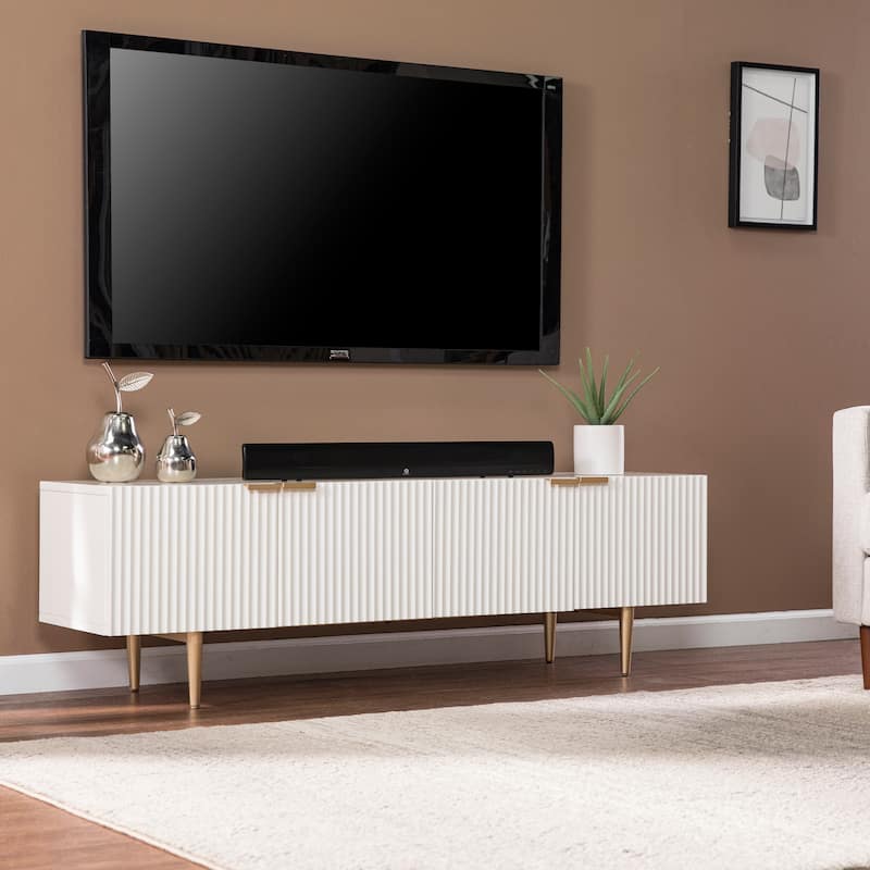 SEI Furniture Parkglen Contemporary Ribbed Wood Media TV Stand for TV's up to 58"
