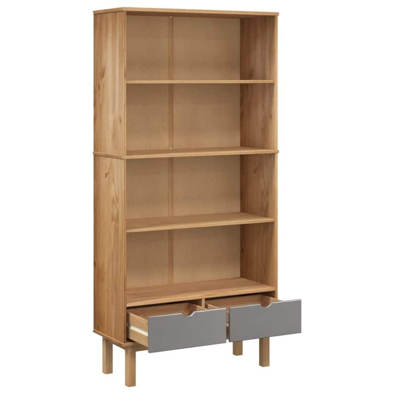 vidaXL Bookshelf Storage Cabinet Shelf for Home Office OTTA Solid Wood Pine - 34.6" x 13.8" x 70.9"