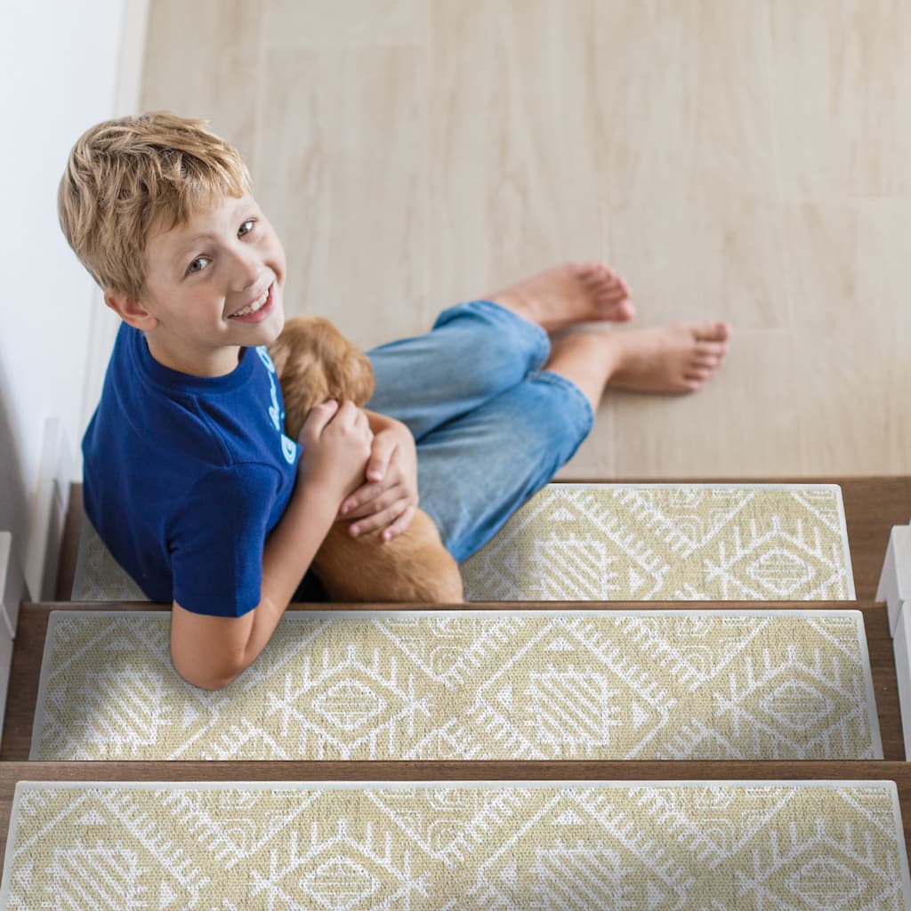 SussexHome Monument Design 9" X 28" Stair Treads - 70% Cotton Anti-Slip Carpet Strips for Stairs-with Double Adhesive Tape