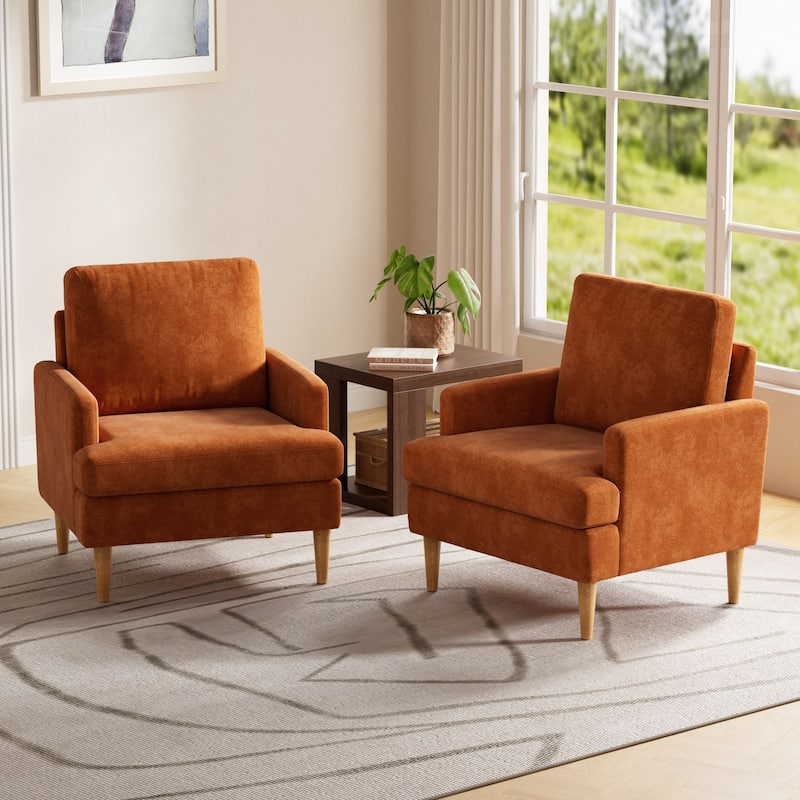 set of 2 Accent Chair for Bedroom Living Room with Wood Legs