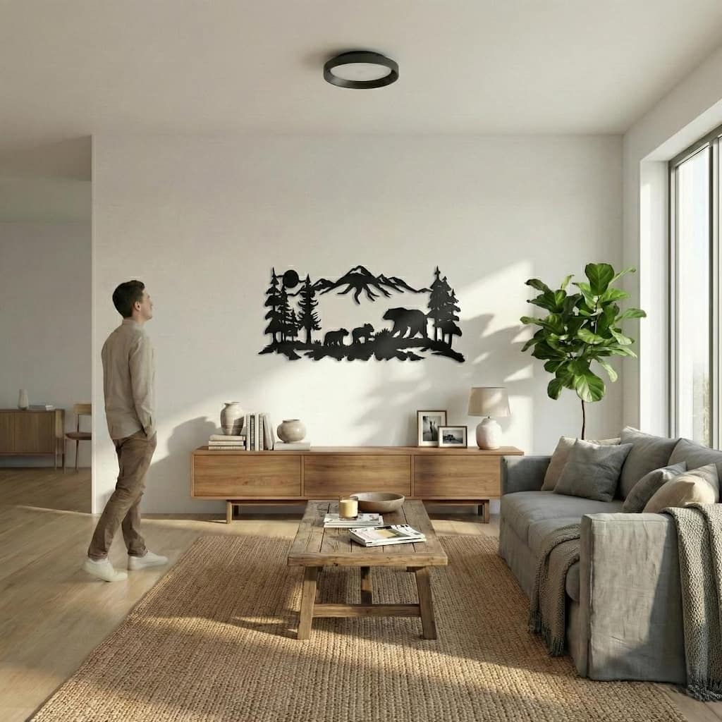 Bear Metal Wall Decor for Home and Outside - Wall-Mounted Geometric Wall Art Decor