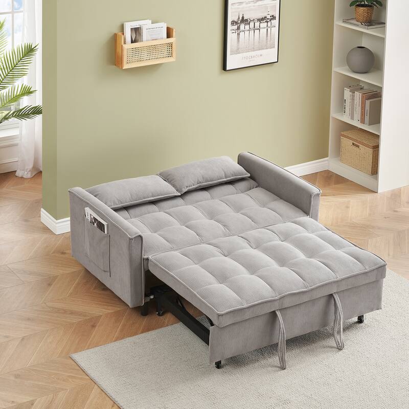 55" 3-in-1 Double Pull-Out Sofa Bed for Living Room