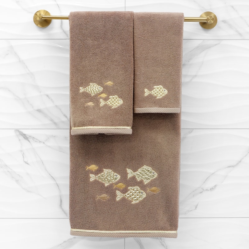 Authentic Hotel and Spa Turkish Cotton Figi 2PC Embellished Hand Towel Set