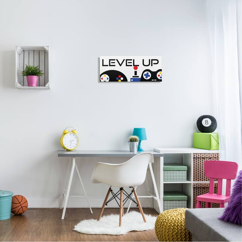 Stupell Level Up Varied Gaming Controllers Canvas Wall Art by Yass Naffas Designs
