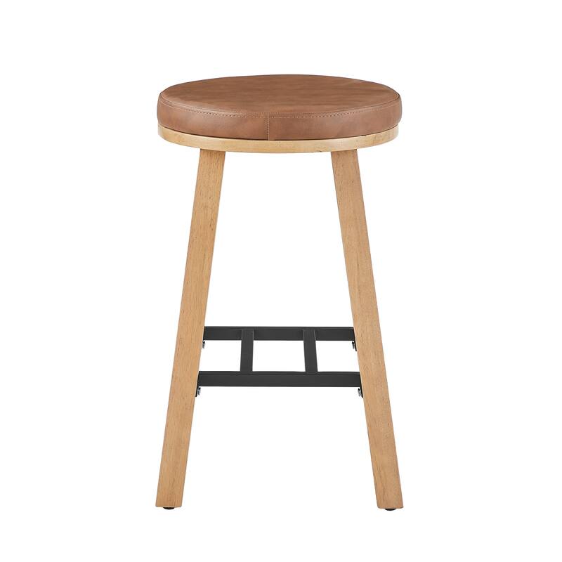 Bower home Upholstered Round Wood Counter Stool - Set of 2