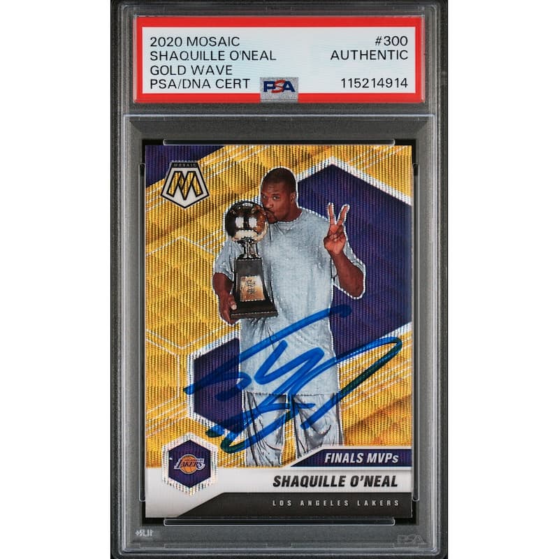 Shaquille O'Neal 2020 Panini Mosaic Gold Wave Signed Basketball Card #300 Auto PSA 115214914 - 8' x 11'