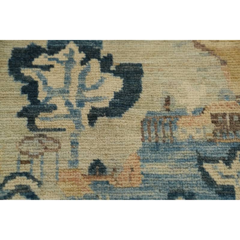 Hand Knotted Oriental 100% Wool Carpet Traditional Floral Multi-Colored Art Deco Runner Rug - 14' 3'' X 4' 8''