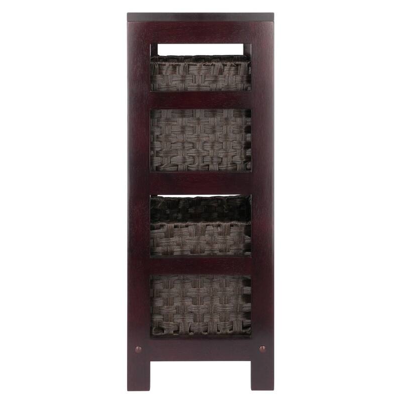 3 Pc Storage Shelf 2 Foldable Woven Baskets 29.25" Espresso Chocolate