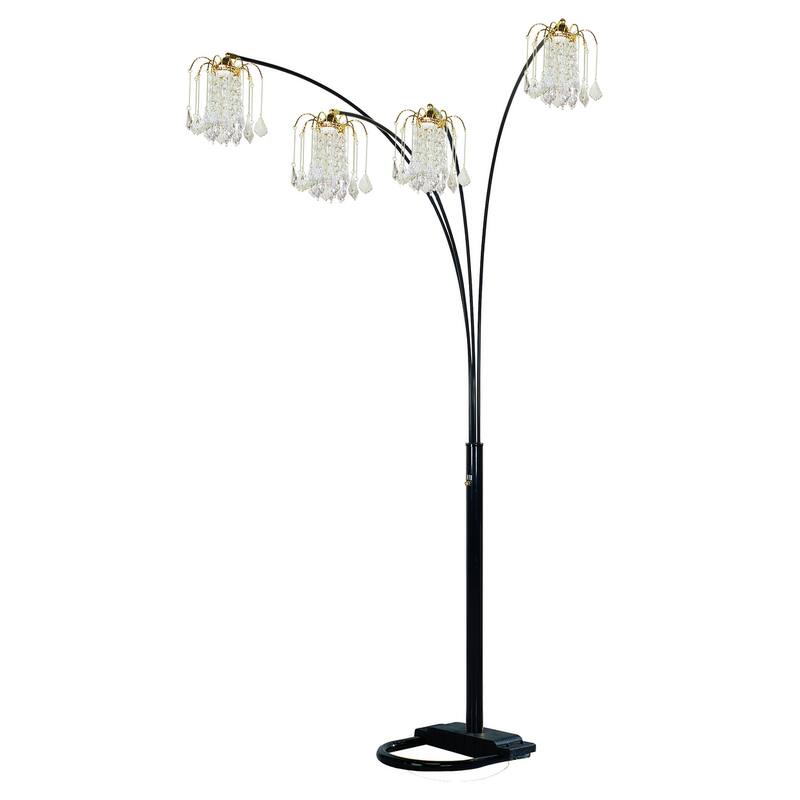 BLACK 4-HEAD CRYSTAL INSPIRED ARCH FLOOR Lamp