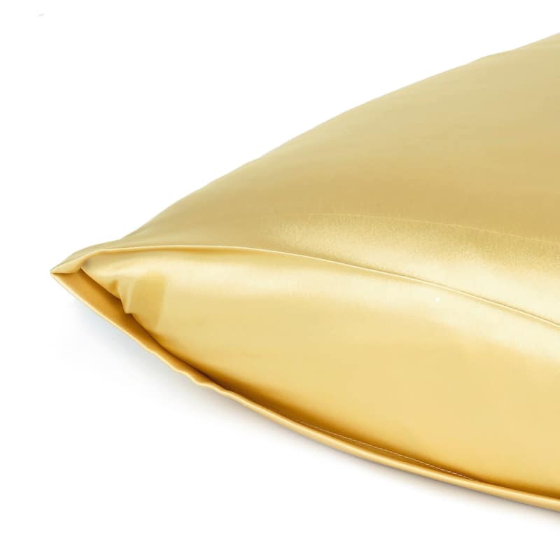 HomeRoots Gold Dreamy Set Of 2 Silky Satin Standard Pillowcases