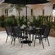 preview thumbnail 22 of 24, Commercial 7 Pc Outdoor Patio Dining Set with Glass Table and 6 Chairs Black