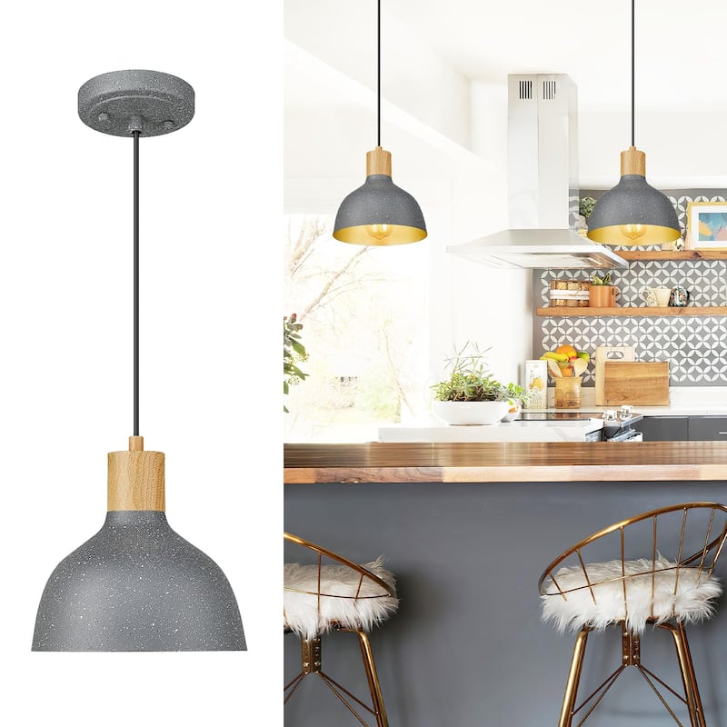 8" Gold Metal Pendant Light