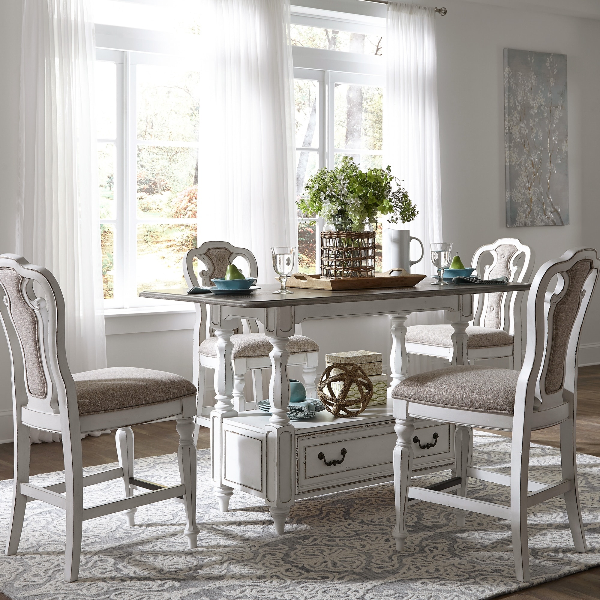 Liberty Furniture Magnolia Manor Gathering Table 5 Piece Dining Set Counter Height