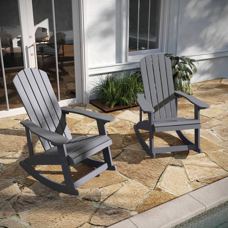 Adirondack Poly Resin Rocking Chairs for Indoor/Outdoor Use - 2 Pack