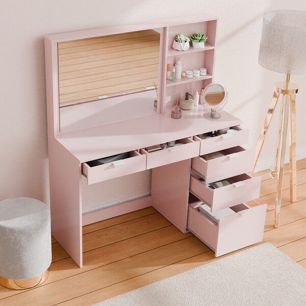 【vani】キャビネット Kappesberg Jade Vanity with Mirror undefined 6 Drawers and Open