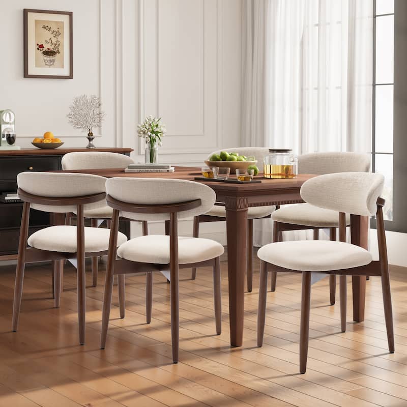 Modern Farmhouse Wooden Dining Chairs (Set of 2/4/6) – Upholstered Fabric Side Chairs with Floor Protectors