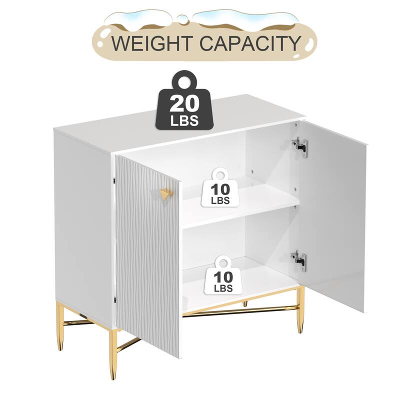 Modern 2-Door Locker Accent Cabinet with Tapered Metal Feet