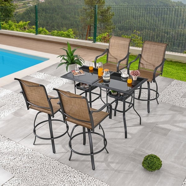 slide 2 of 25, Patio Festival 4-Person Outdoor Bar Height Bistro Dining Set