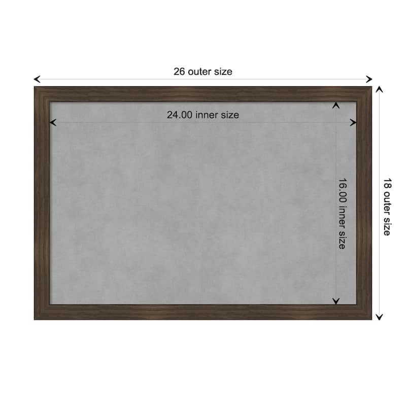 Amanti Art Woodgrain Stripe Chocolate Framed Magnetic Board - Board Size 24x16