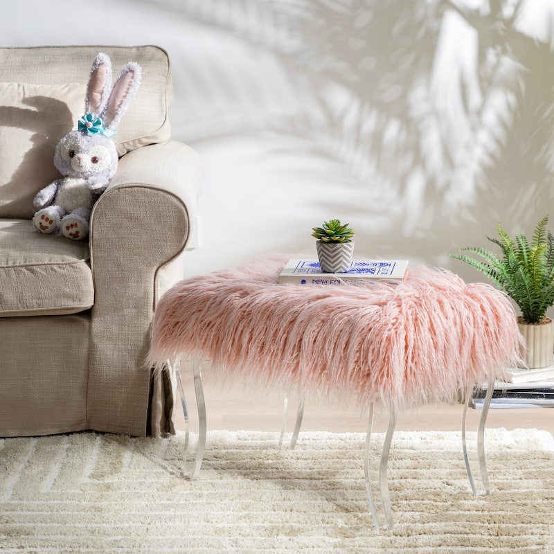Glitzhome 24"L Modern Luxury Acrylic Ottoman Bench