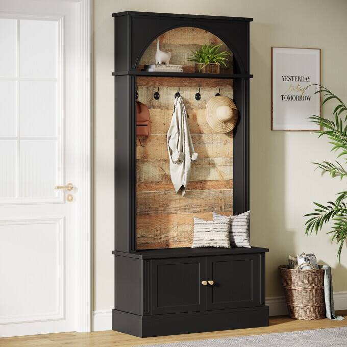 4-In-1 Hall Tree With Shoe Bench and Coat Rack for Entryway, Bedroom