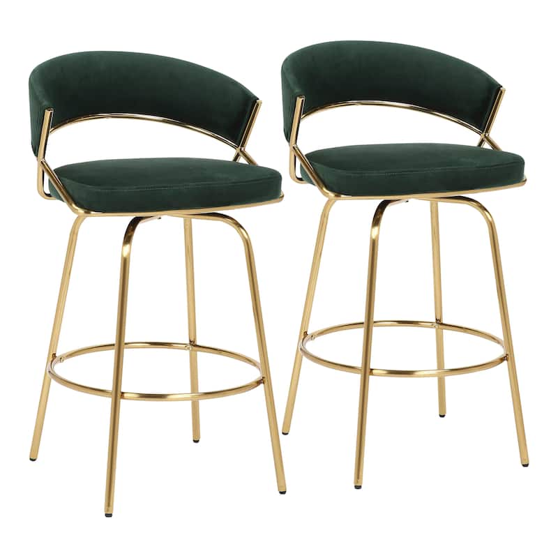 Silver Orchid Tatyana 26" Upholstered Counter Stool with Metal Legs (Set of 2)