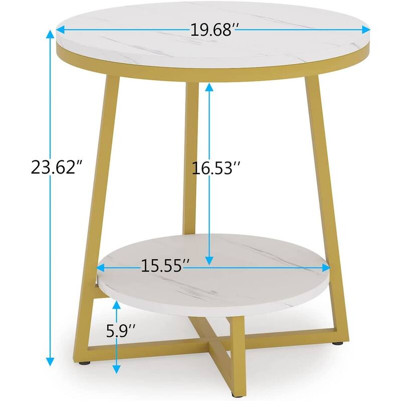 Industrial End Table, Round Side Table Table Small Coffee Accent Table