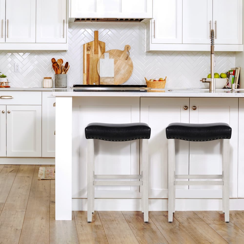 Jameson Upholstered Polyester Antique White 29 Inch Bar Stool (Set Of 2)