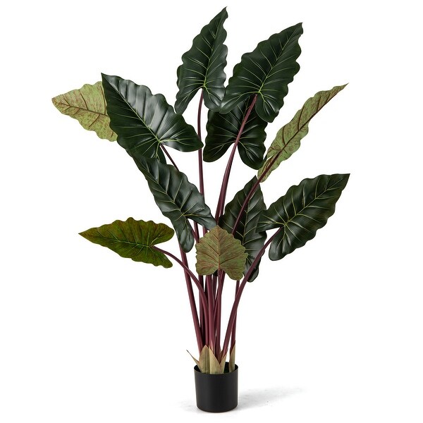 Gymax Artificial Rainbow Taro Tree 63'' Tall Fake Pre-potted Plant