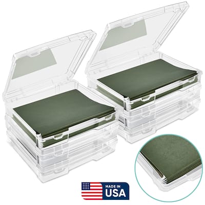 Sorbus Set of 6 Wide Hanging File Organizer Bin, Interior 10"x12" Clear Plastic Stackable for Document Storage