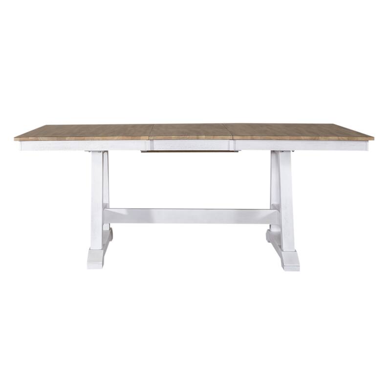 Lindsey Farm Weathered White & Sandstone 5 Piece Trestle Table Set