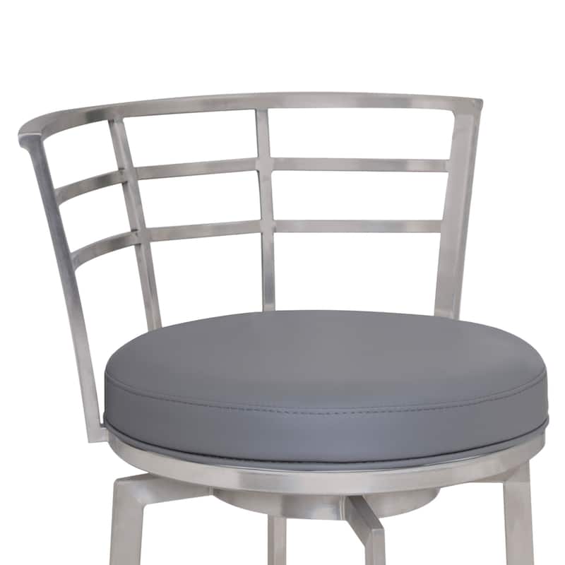 Armen Living Viper Faux Leather and Stainless Steel Swivel Counter Stool
