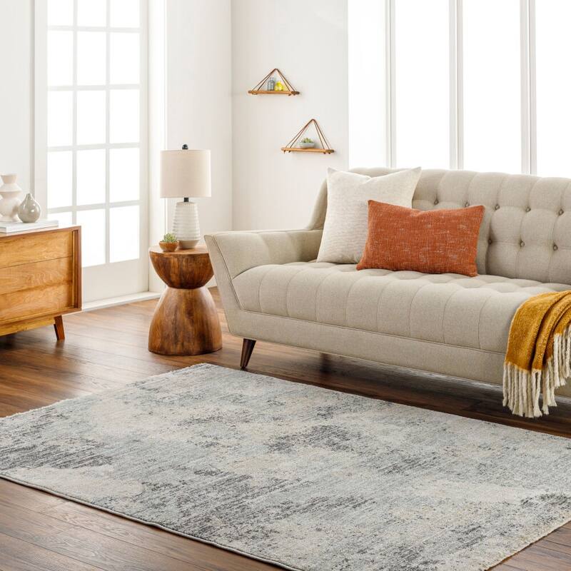 Livabliss Rojin Modern Abstract Area Rug - 9' x 12'7" - Grey/Tan