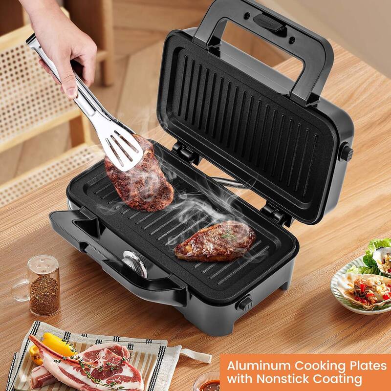 3 in 1 Waffle Maker Electric Panini Press Grill w/Non-Stick Plates