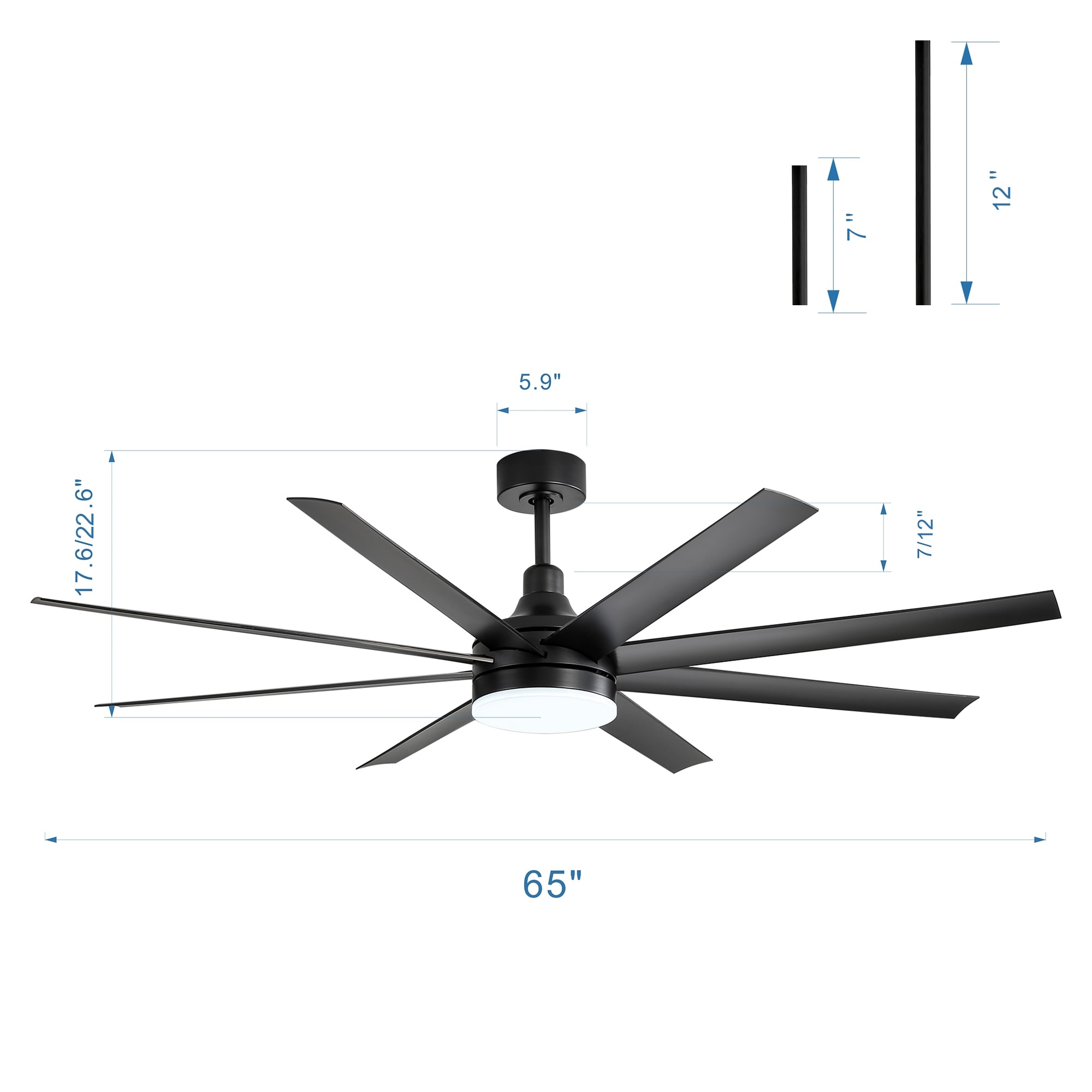 65-in Gold Indoor Ceiling Fan with Light Remote (8-Blade)
