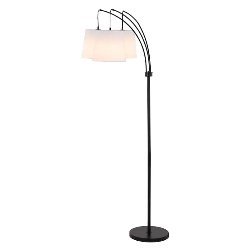 Ocata 72.5" 3-Light Mid-Century Modern Head-Adjustable Iron LED Arc Floor Lamp, Black by JONATHAN Y