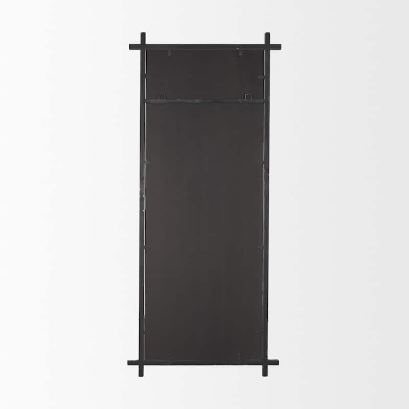 Tori Gunmetal w/ Textured Metal Cross Frame Wall Mirror -  31.5L x 1.0W x 70.5H