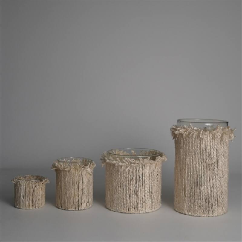 Glass Textured Votive Candle Holder - 3" - Cream