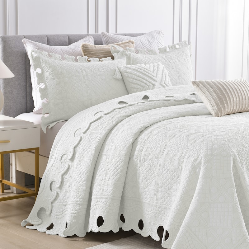 MarCielo 3PCS 100% Cotton Oversized Bedspread Set Coverlet Quilt Set TW