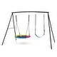 preview thumbnail 18 of 16, EROMMY Heavy-Duty A-Frame Metal Swing Set for Kids - 440lbs Capacity, Includes Saucer Swing & Belt Swing