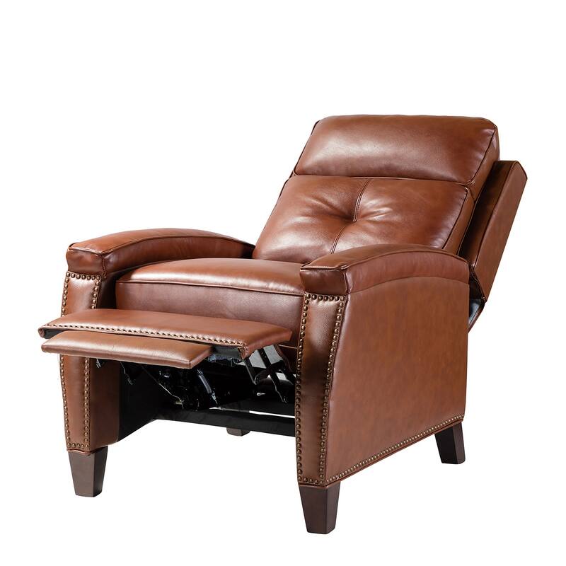 Gaspar Mid-Century Modern Pushback Recliner with Nailhead Trim by HULALA HOME