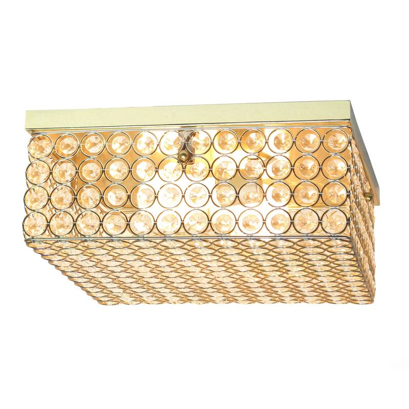 2 Light Square Flush Mount Ceiling Light, Gold Glamour Fixture, 12 Inch Modern Interior Lighting - 5