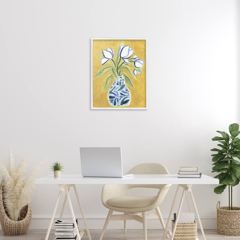Stupell Lively Tulips in Vase Framed Giclee Art Design By June Erica Vess